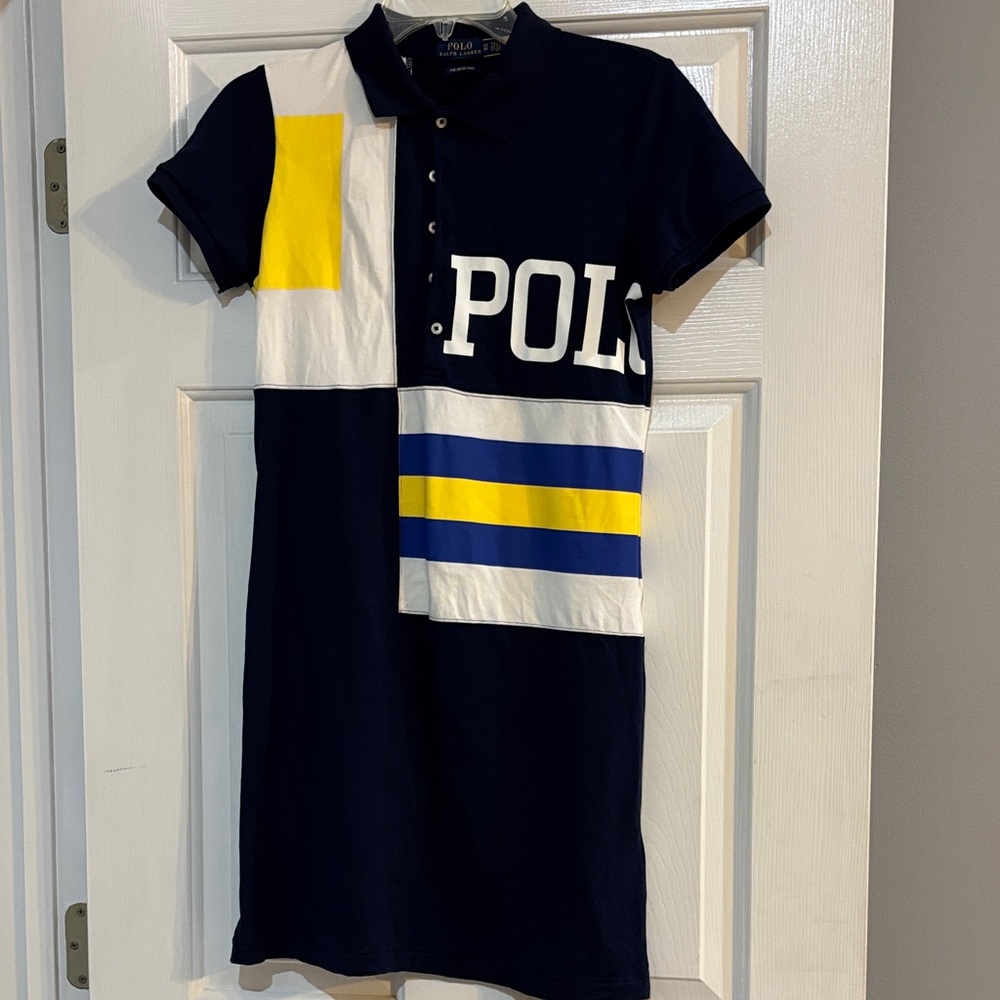 Polo by Ralph Lauren Navy and Yellow Women's Dress